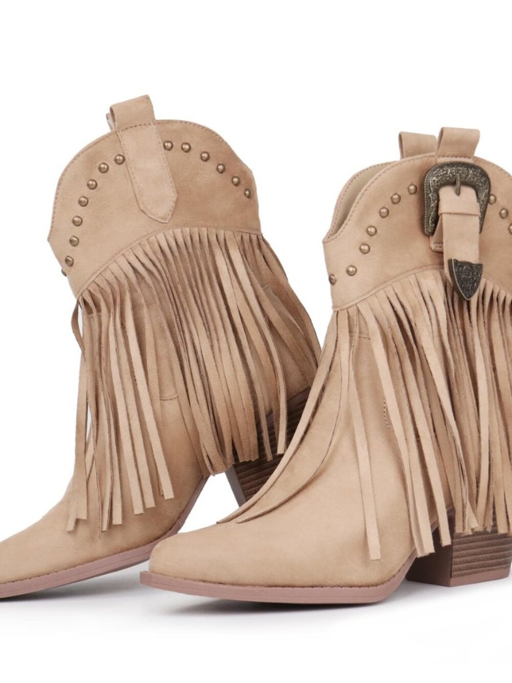 Women's Fringe Cowboy Cowgirl Boots Snip Toe Pull On Dress Western Ankle Booties